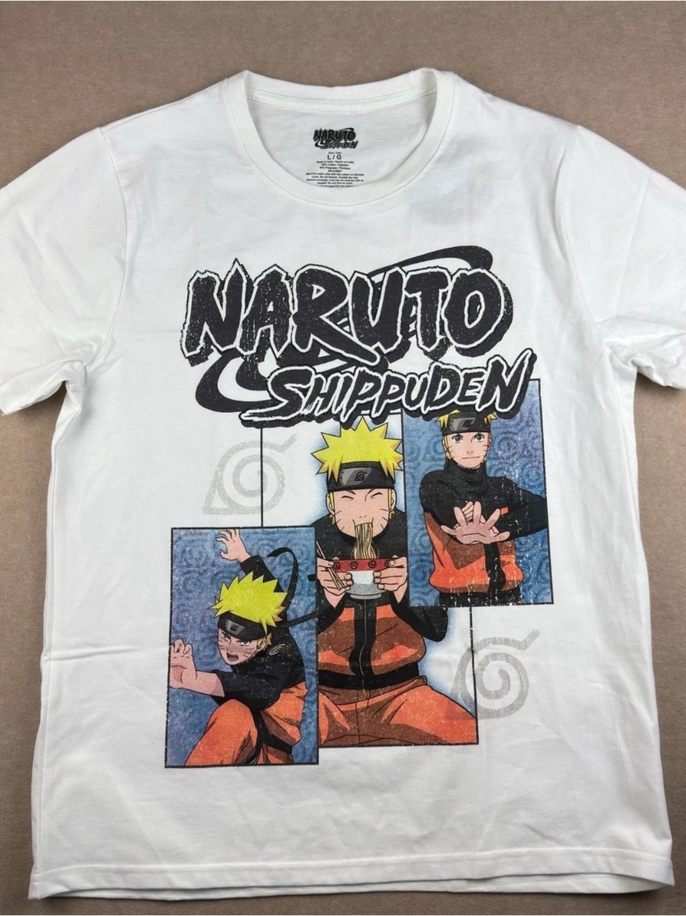 Naruto Shippuden Anime T-Shirt Men White Graphic Tee Ninja Cotton Blend Japanβ